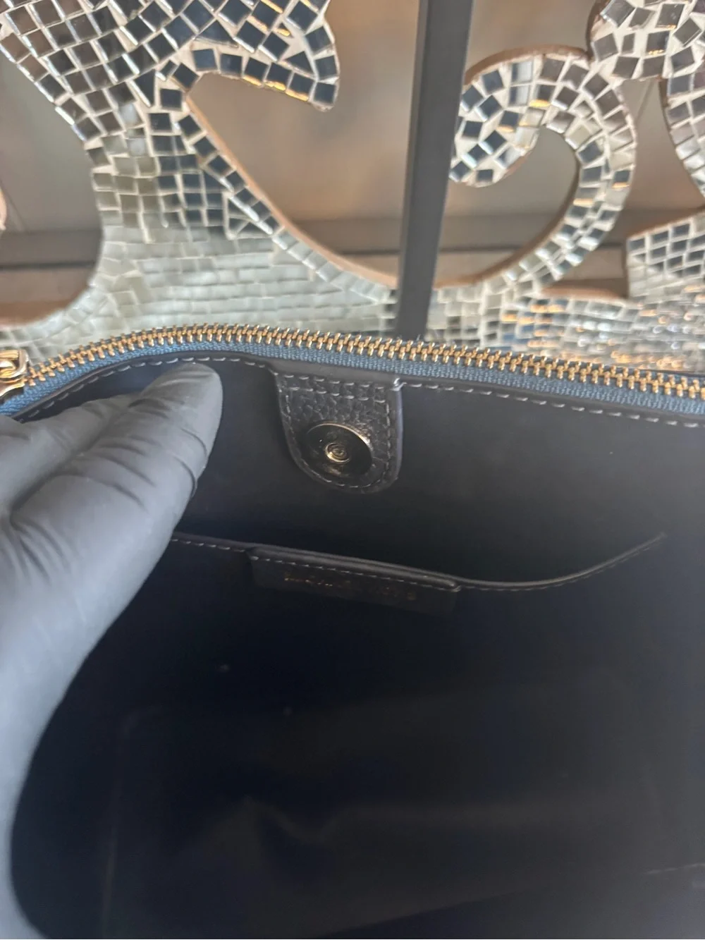 💕Michael Kors Navy, Black and White Pebbled Leather Satchel